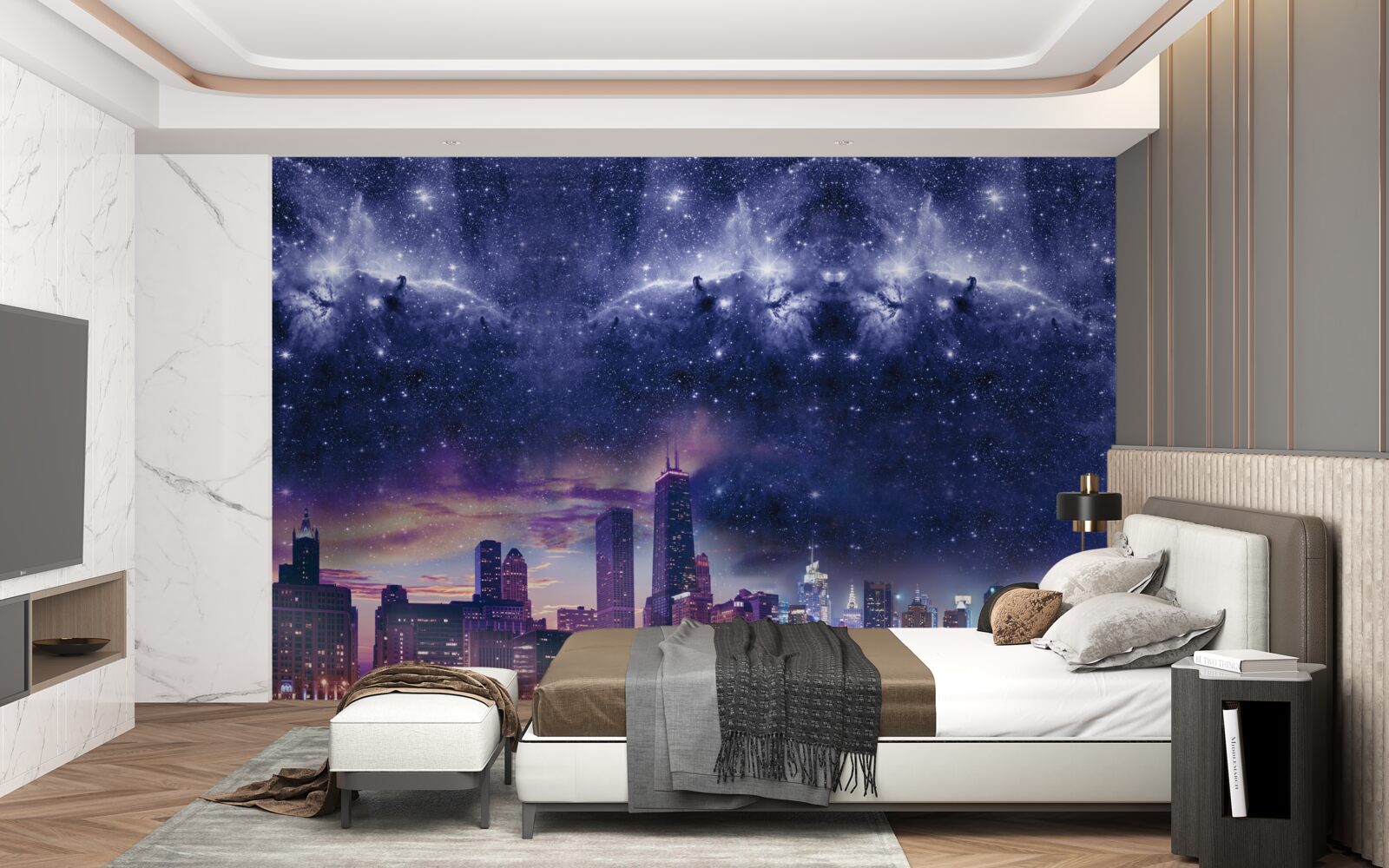 Carta da parati magica tela astrale sulla metropoli