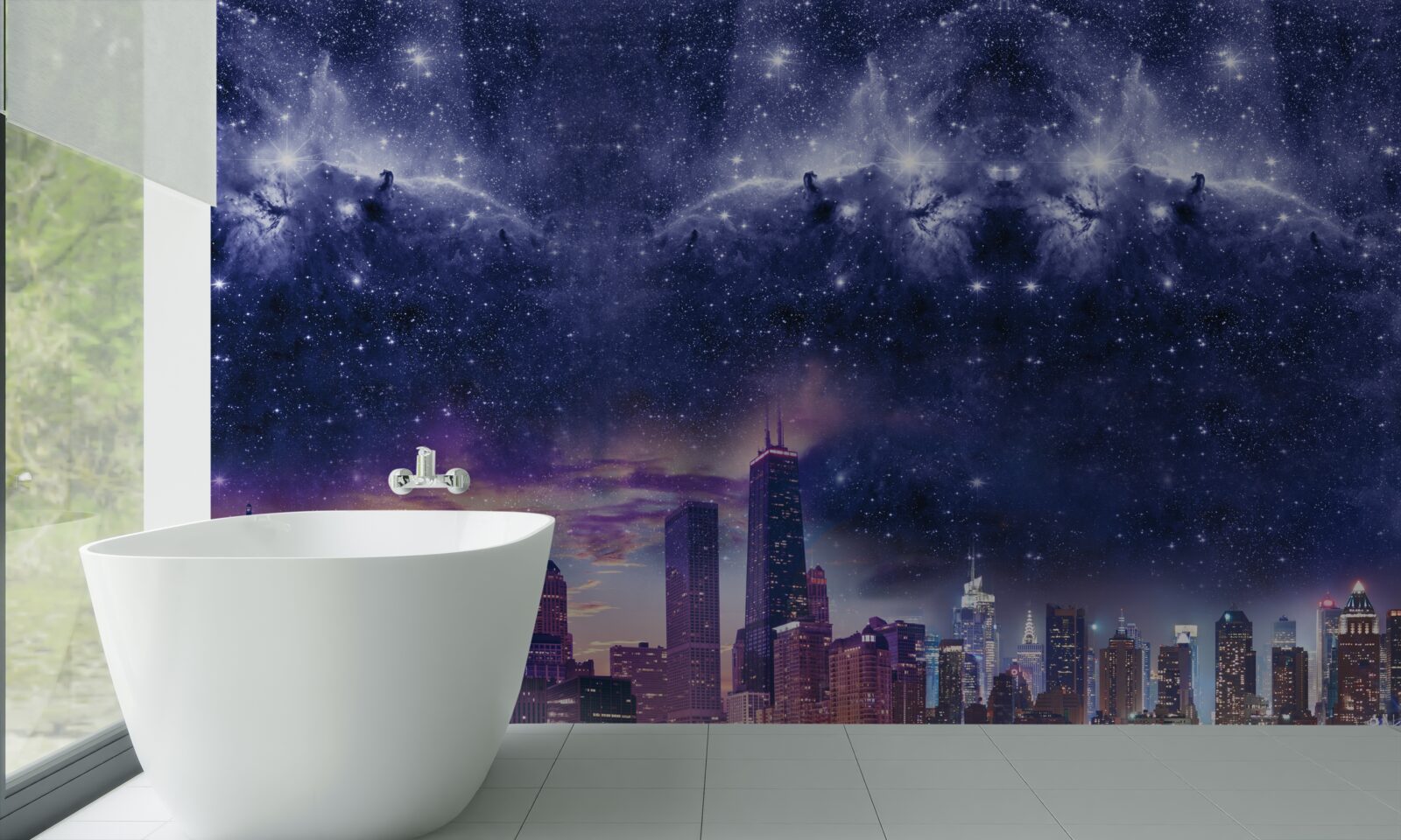 Carta da parati magica tela astrale sulla metropoli