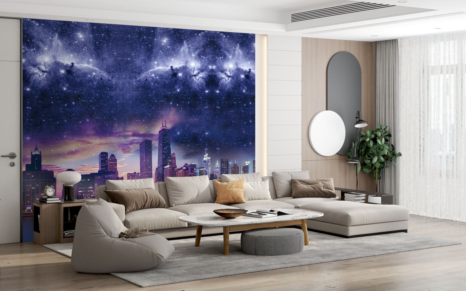 Carta da parati magica tela astrale sulla metropoli
