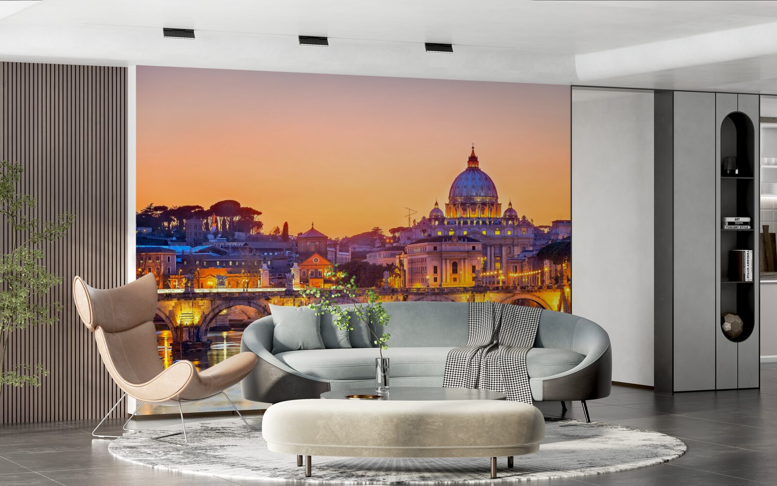 Carta da parati vista della cattedrale di roma sotto le luci della sera