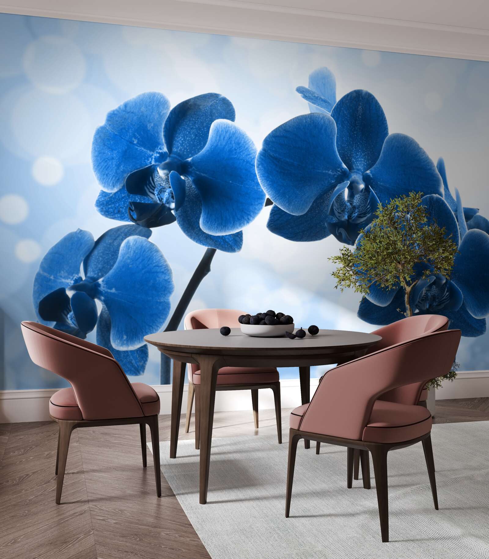 Carta da parati le orchidee sono blu scuro