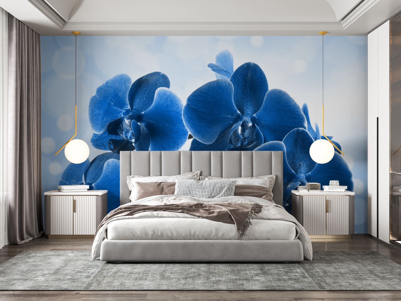 Carta da parati le orchidee sono blu scuro
