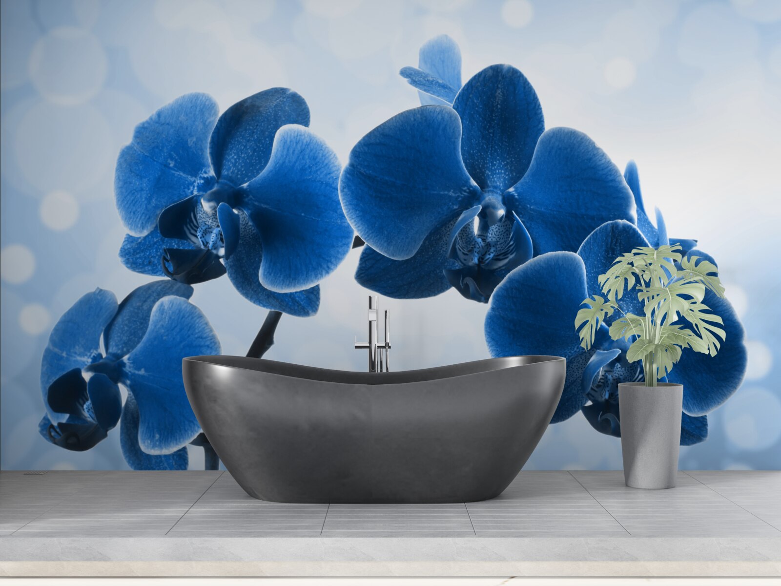 Carta da parati le orchidee sono blu scuro