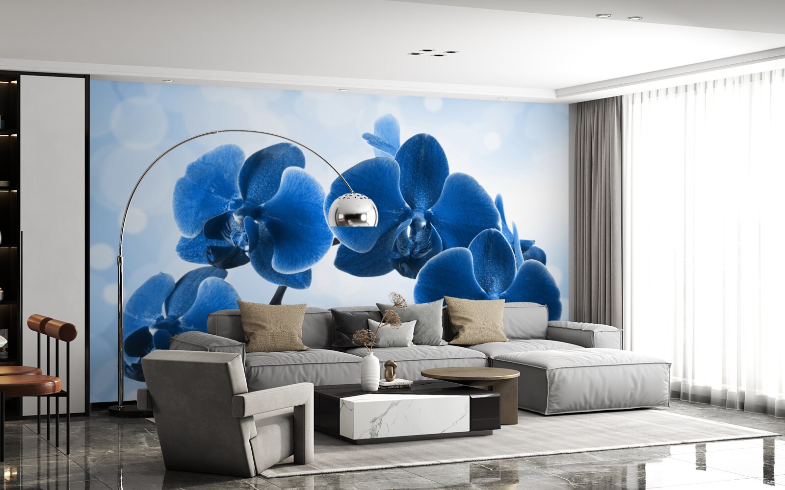 Carta da parati le orchidee sono blu scuro