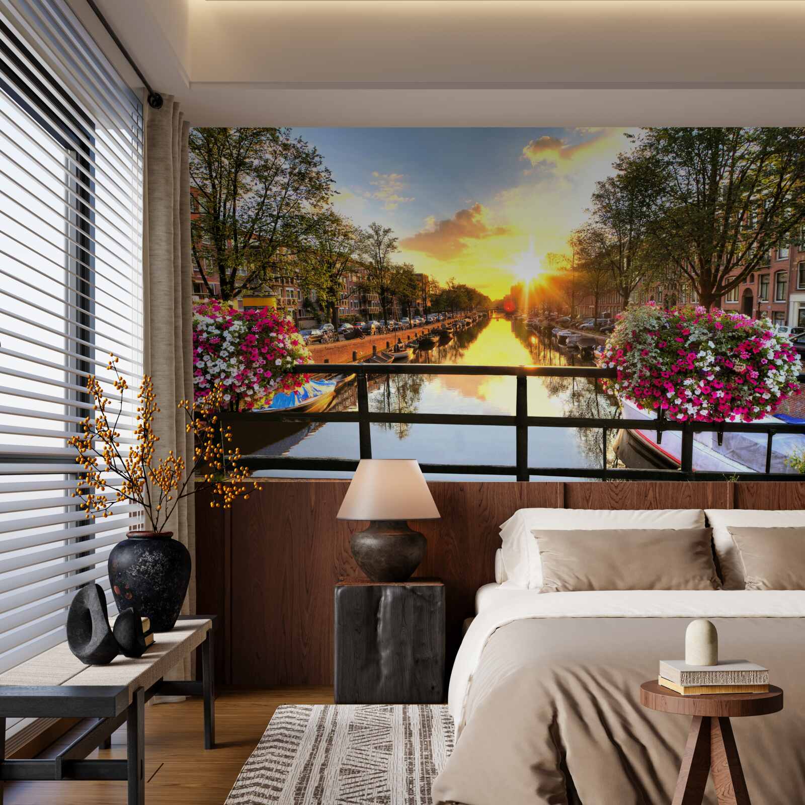 Carta da parati il cuore di amsterdam è avvolto dal tramonto