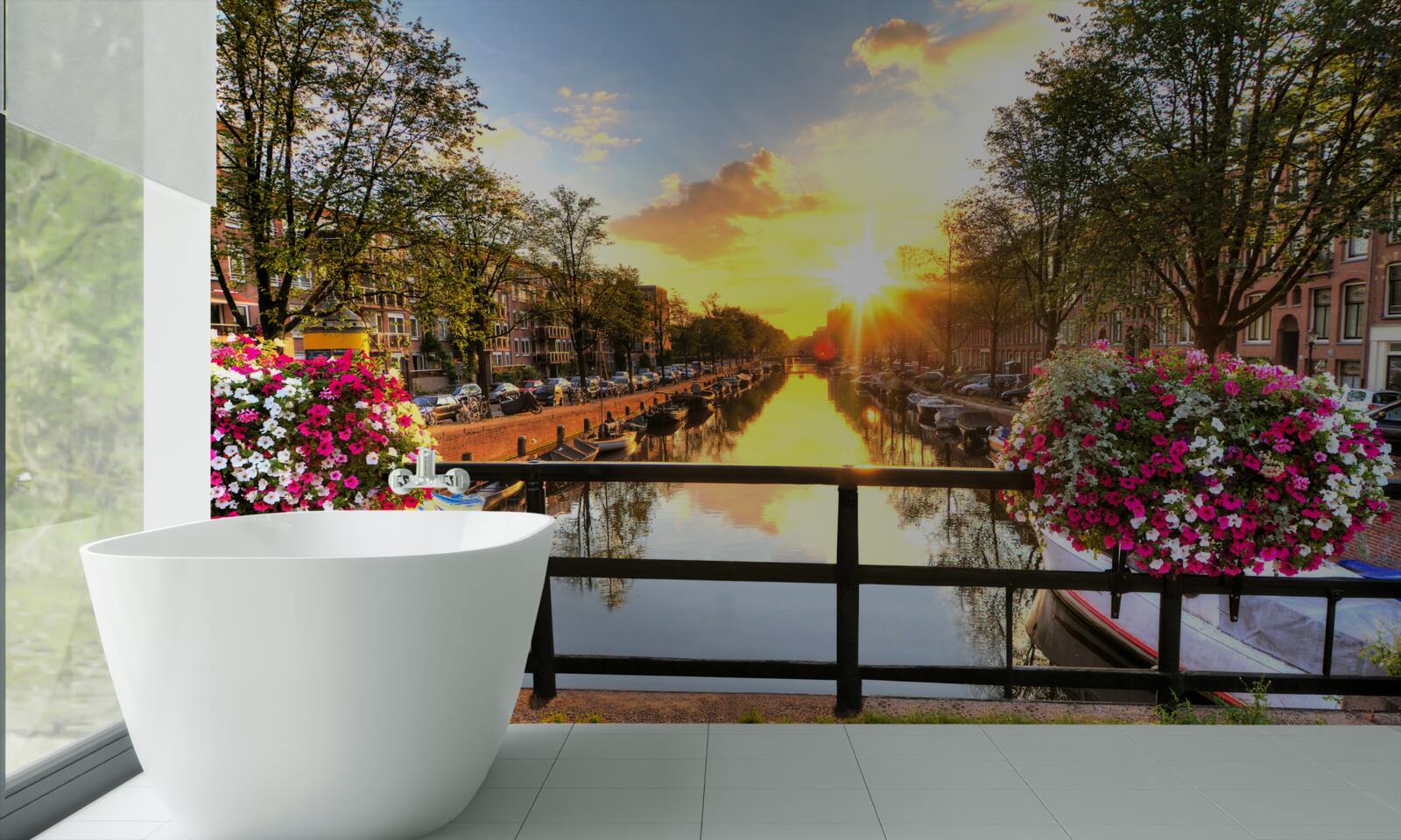 Carta da parati il cuore di amsterdam è avvolto dal tramonto