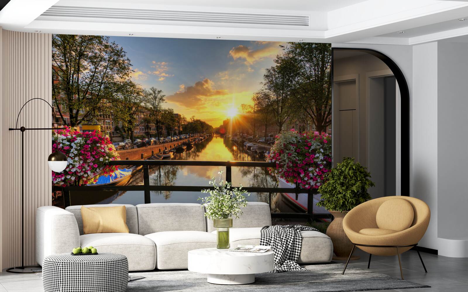 Carta da parati guardare il tramonto da un ponte ad amsterdam