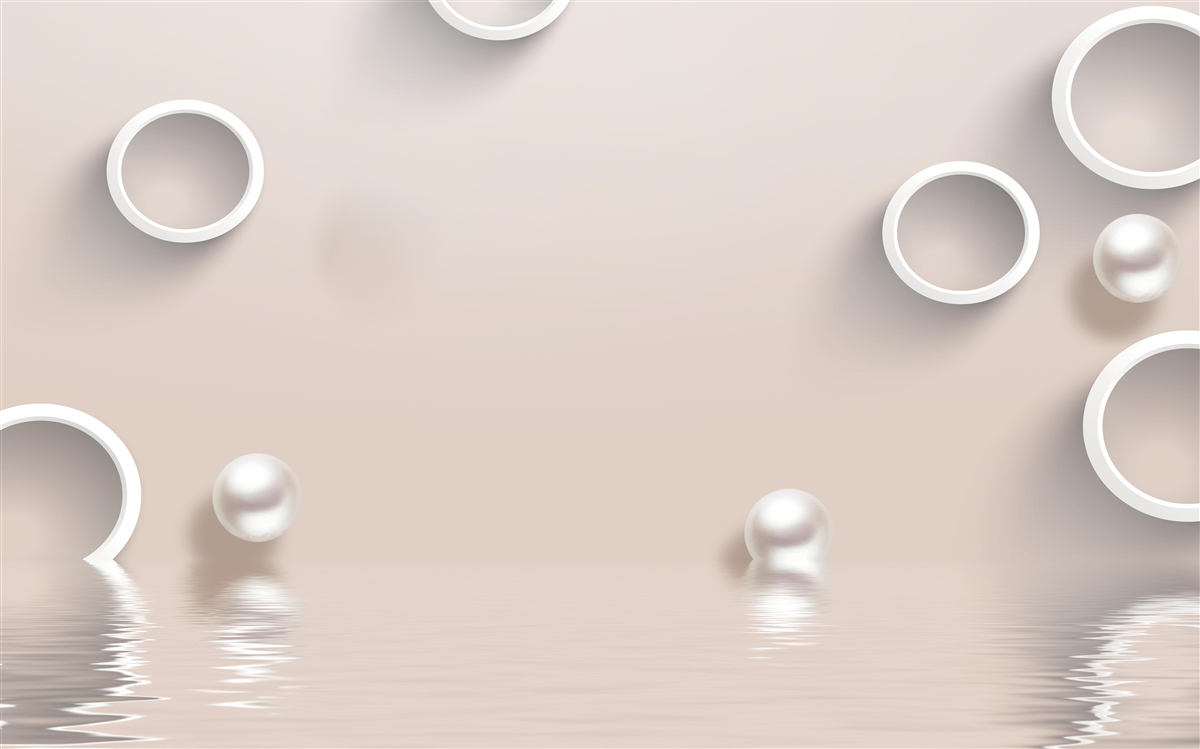 Carta da parati cerchi sull'acqua e perle