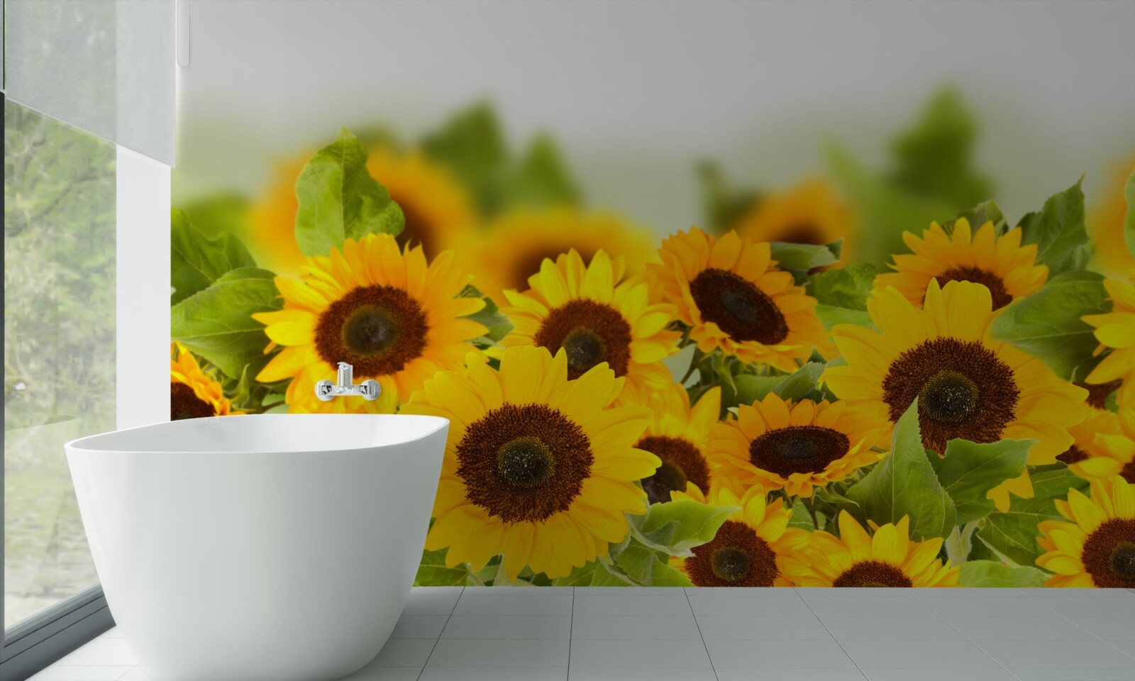 Carta da parati un gran numero di girasoli dorati