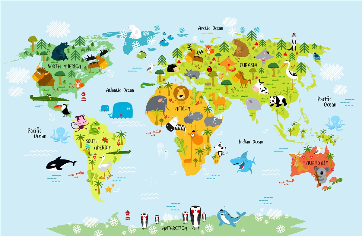 Carta da parati mappa vibrante del mondo