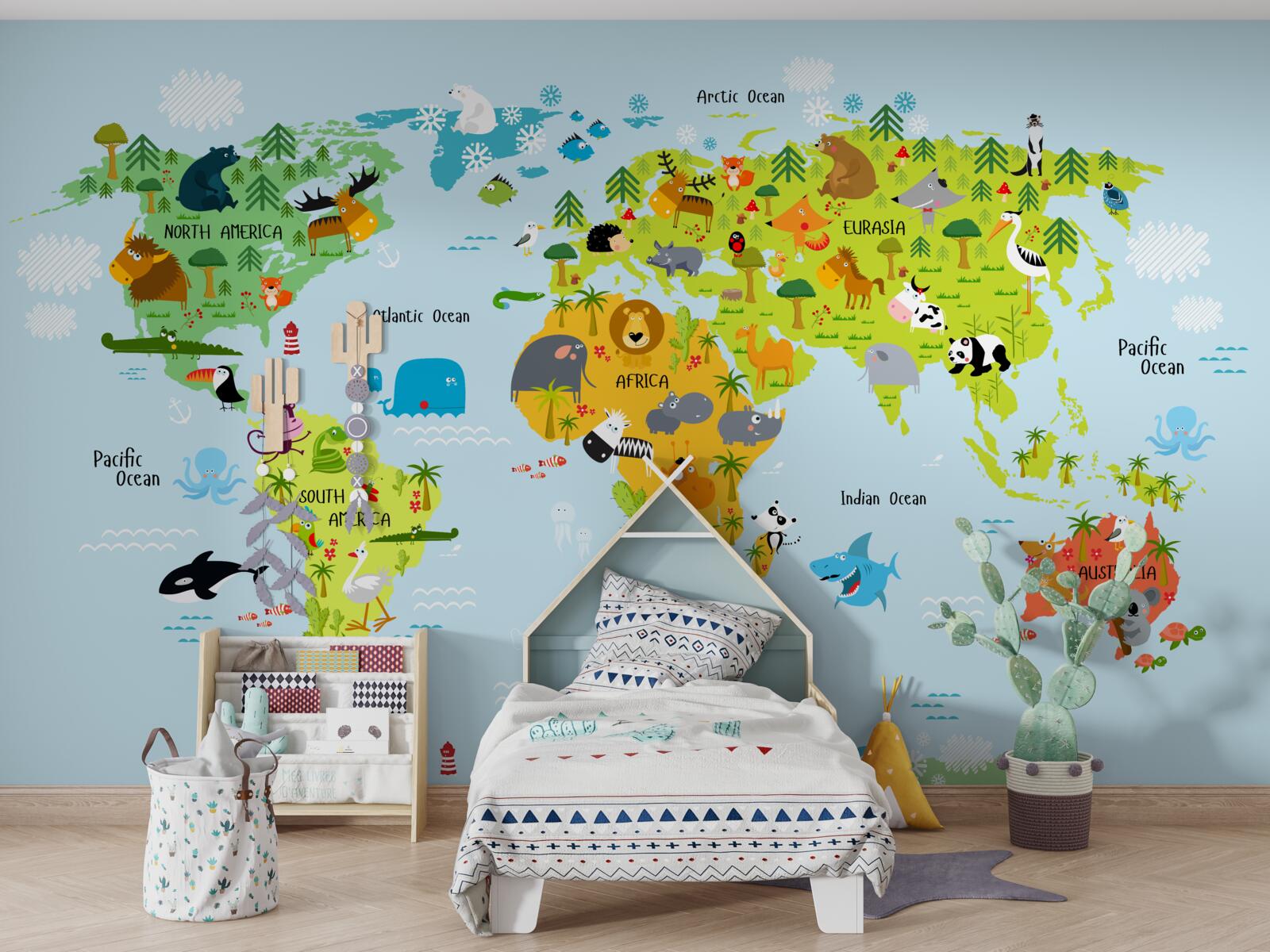 Carta da parati mappa vibrante del mondo