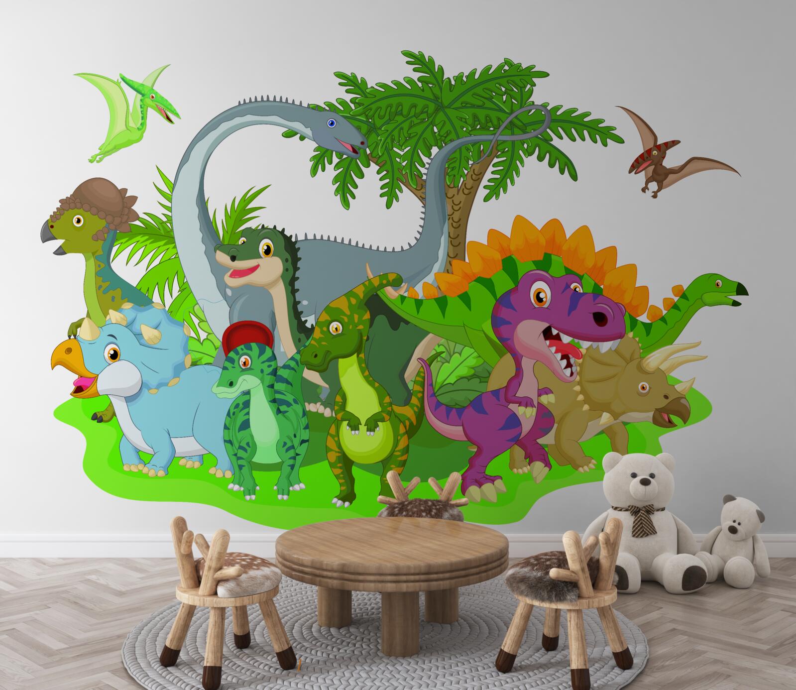 Carta da parati dinosauri a cartoni animati