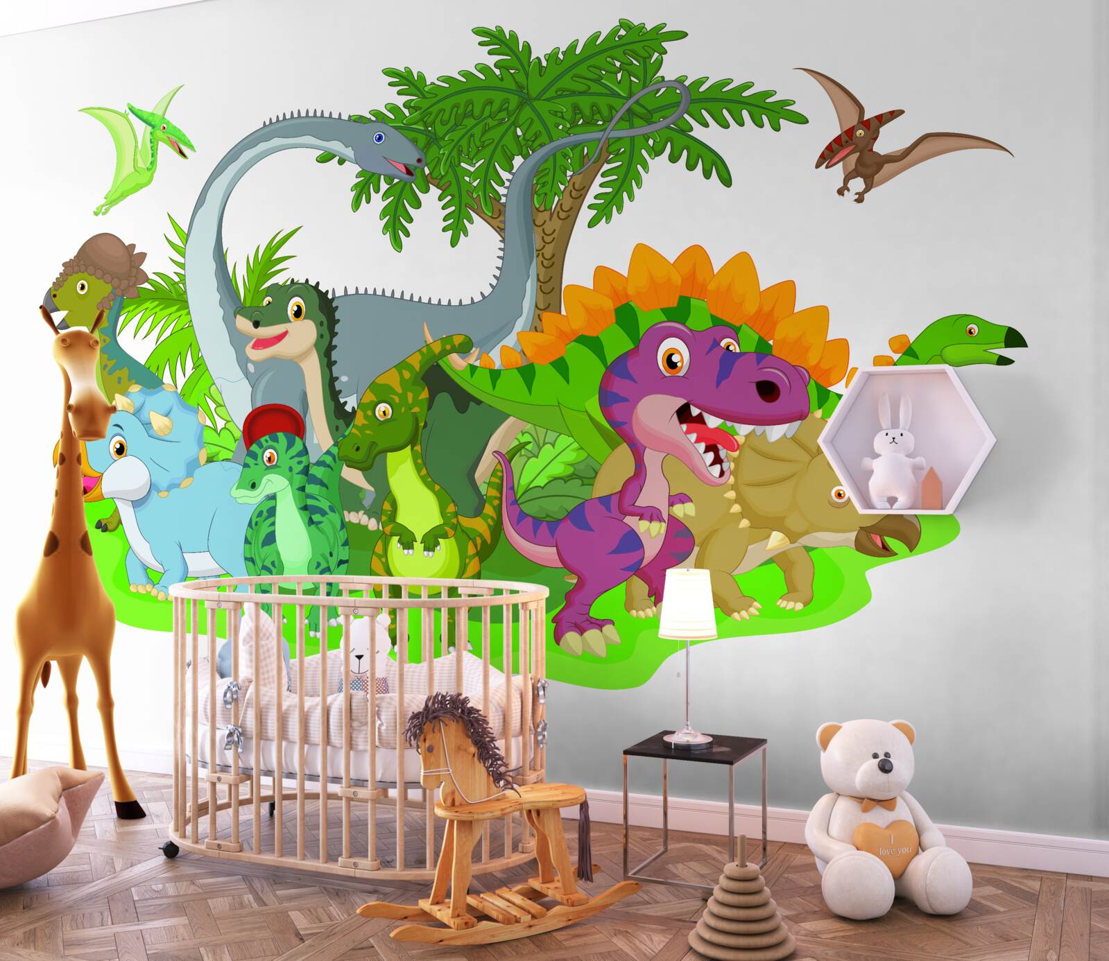 Carta da parati dinosauri a cartoni animati