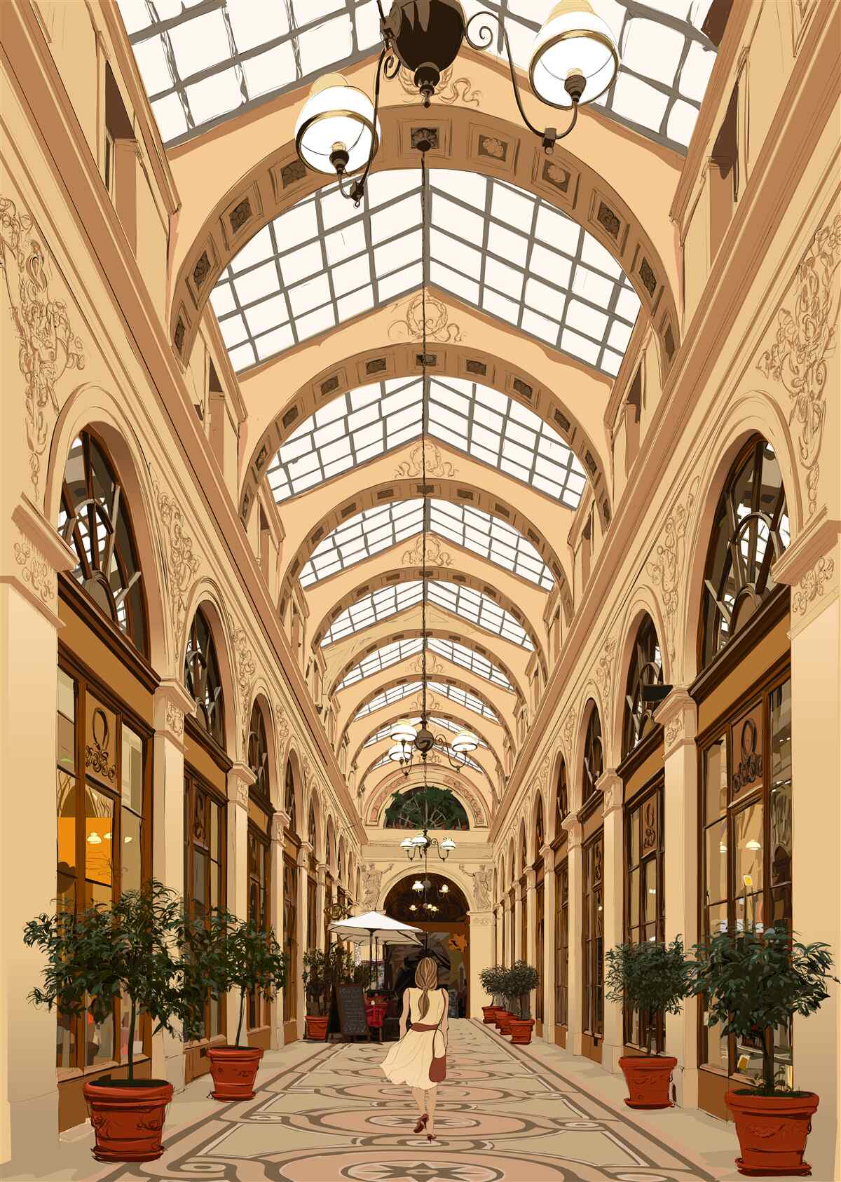 Carta da parati giovane donna in una sala giochi di Odesa