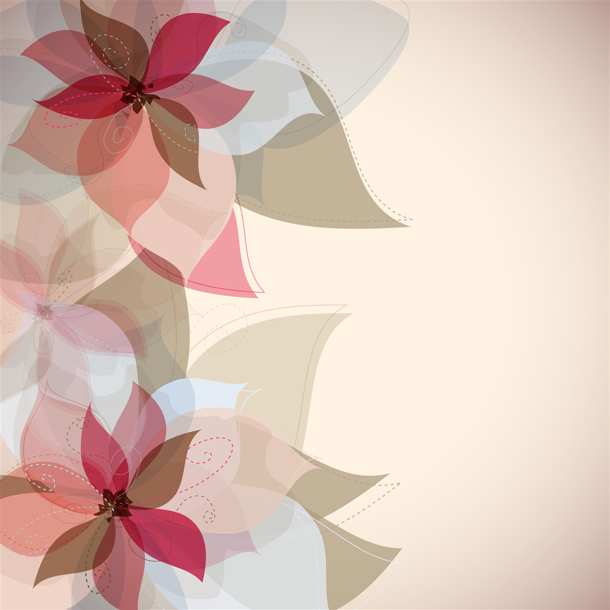 Carta da parati pittura astratta di fiori e foglie rosse