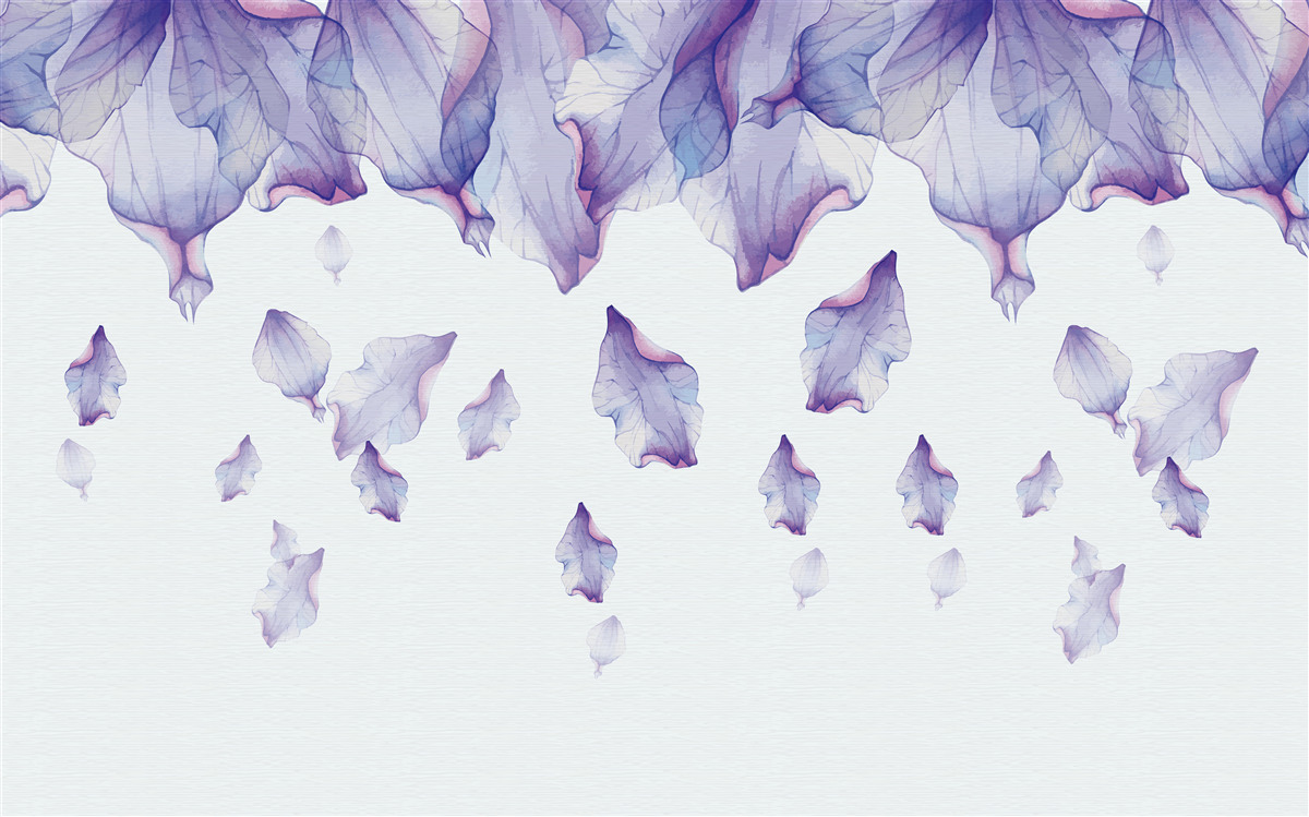 Carta da parati fiori di iris viola che cadono