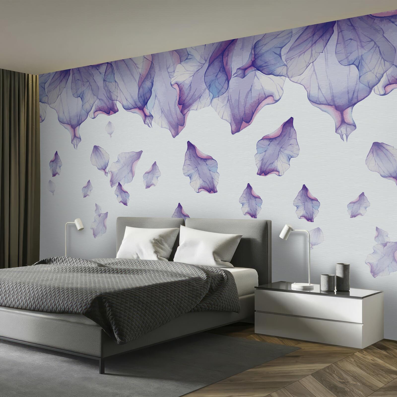 Carta da parati fiori di iris viola che cadono