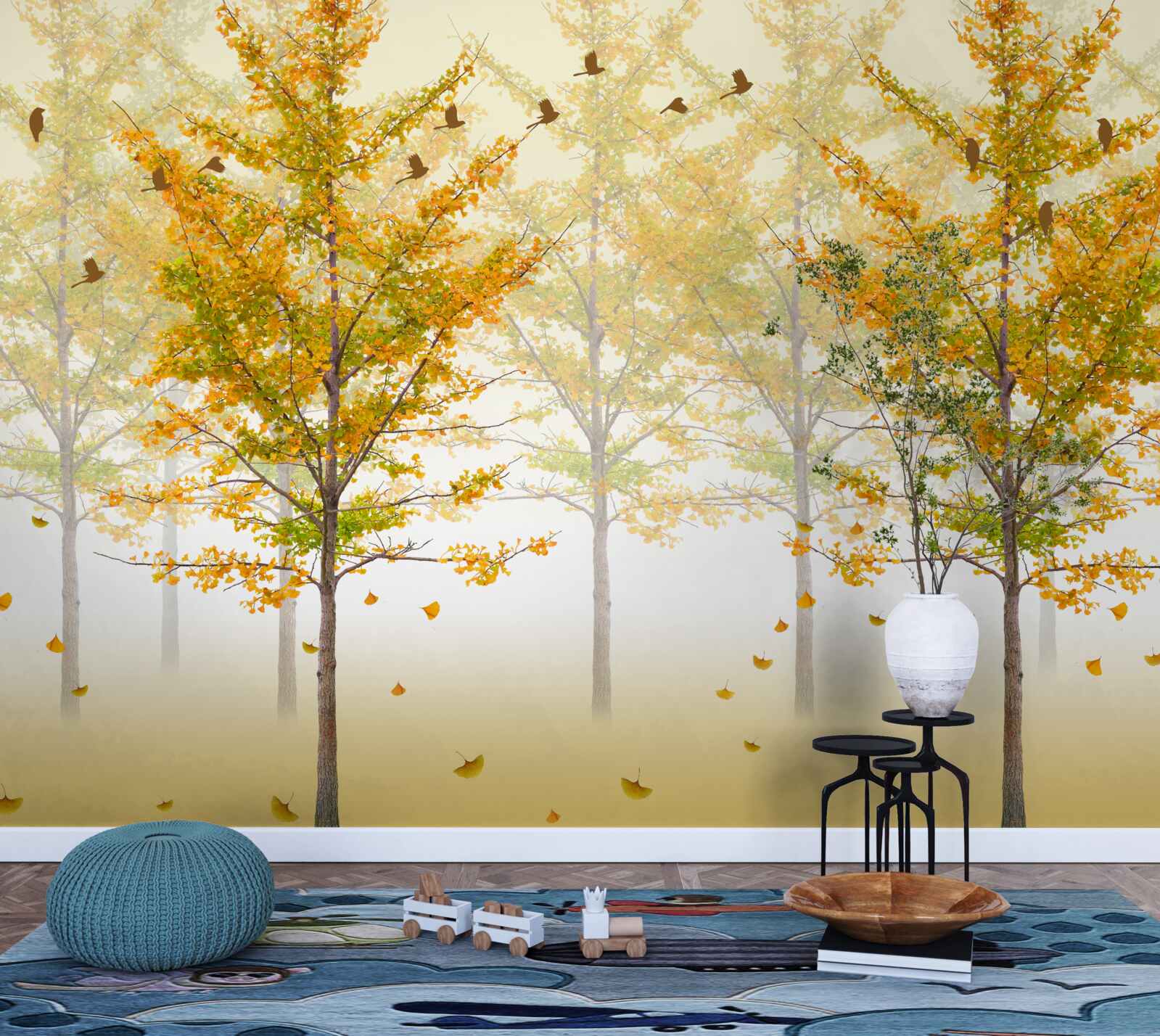 Carta da parati i colori dell'autunno in una foresta di latifoglie