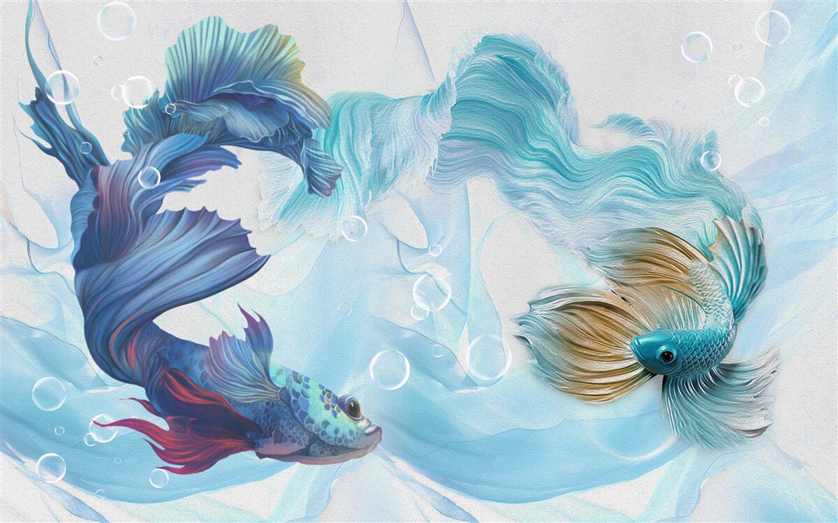 Carta da parati immagine di pesci colorati che nuotano nell'acqua