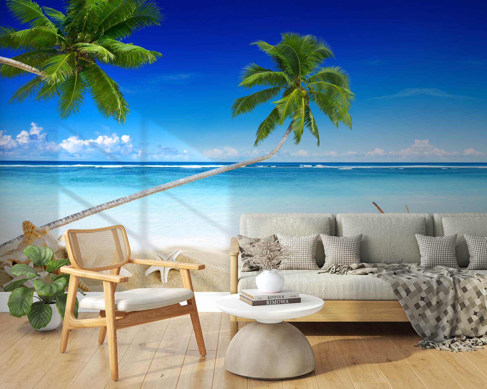 Carta da parati spiaggia tropicale e palme dove regna il silenzio