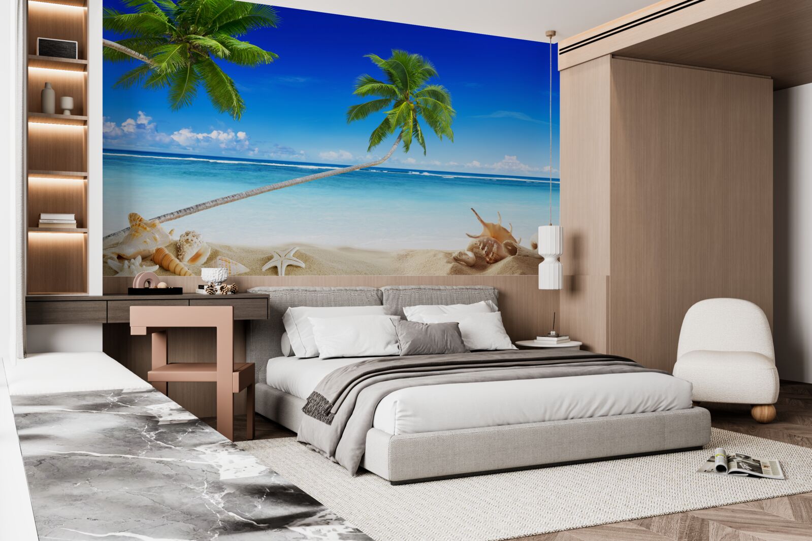 Carta da parati spiaggia tropicale e palme dove regna il silenzio