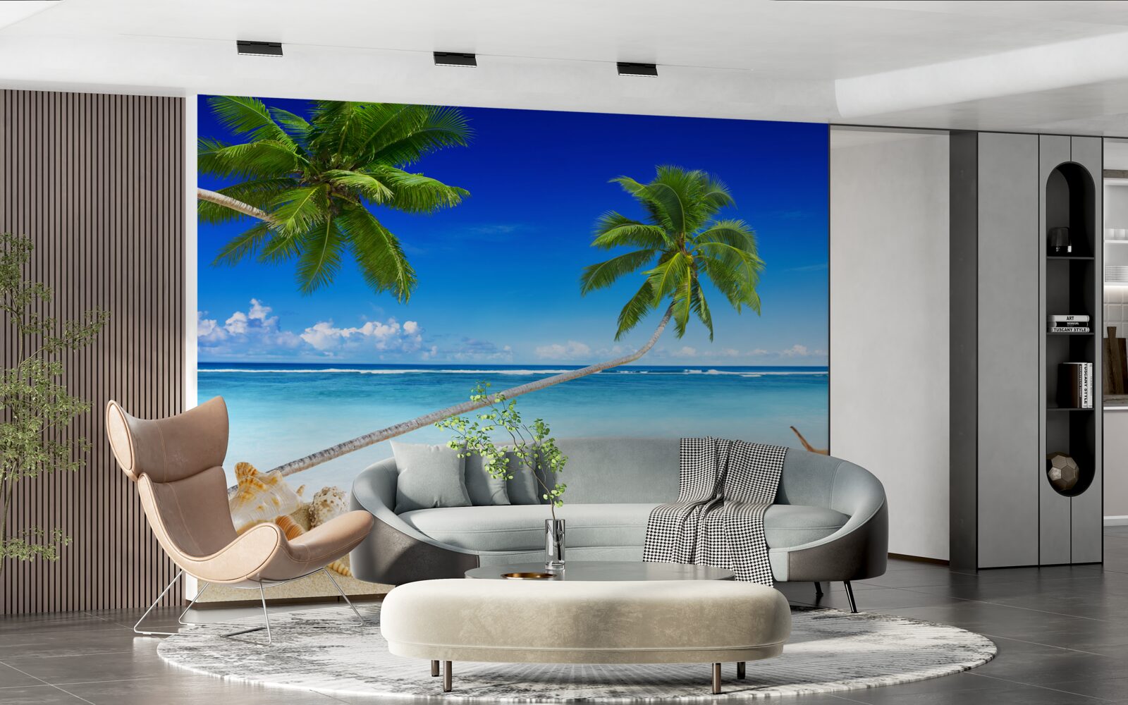 Carta da parati spiaggia tropicale e palme dove regna il silenzio