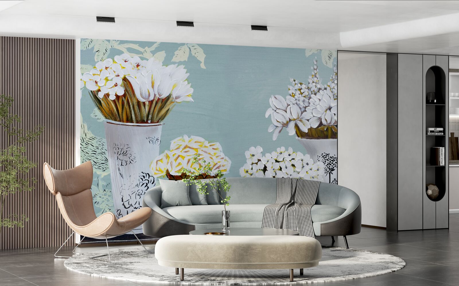 Carta da parati vasi con bouquet di fiori