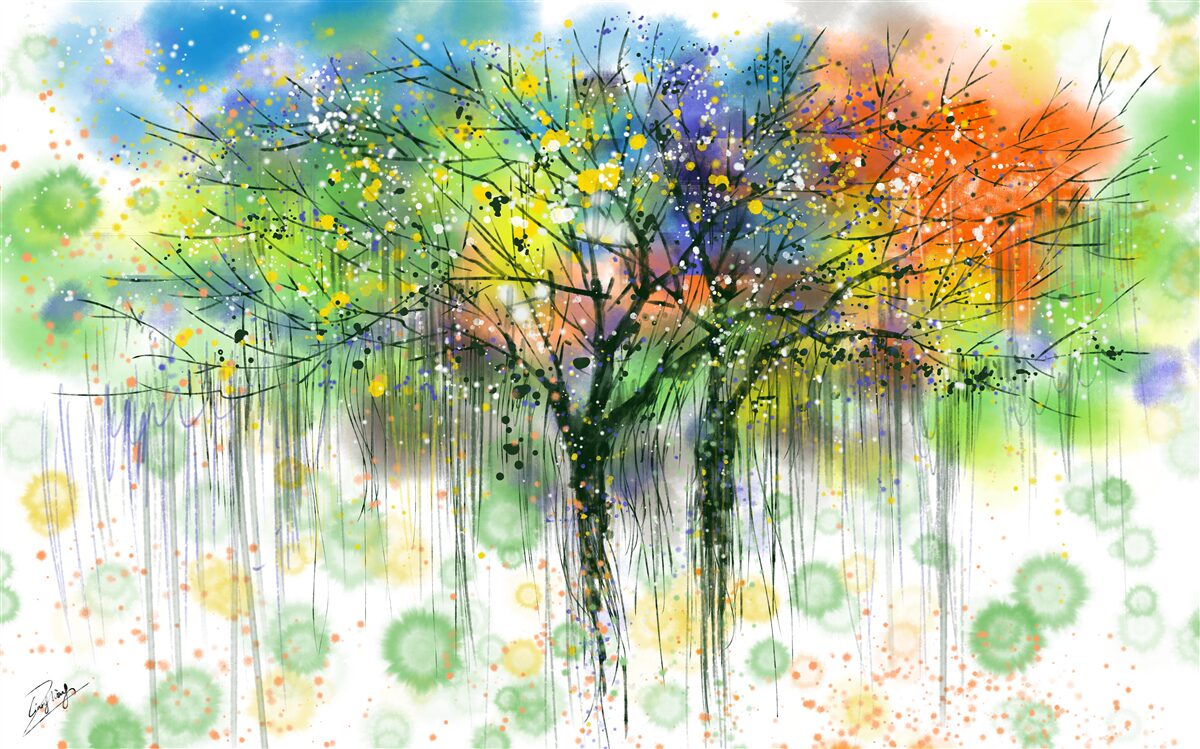 Carta da parati La foresta autunnale è piena di colori vivaci