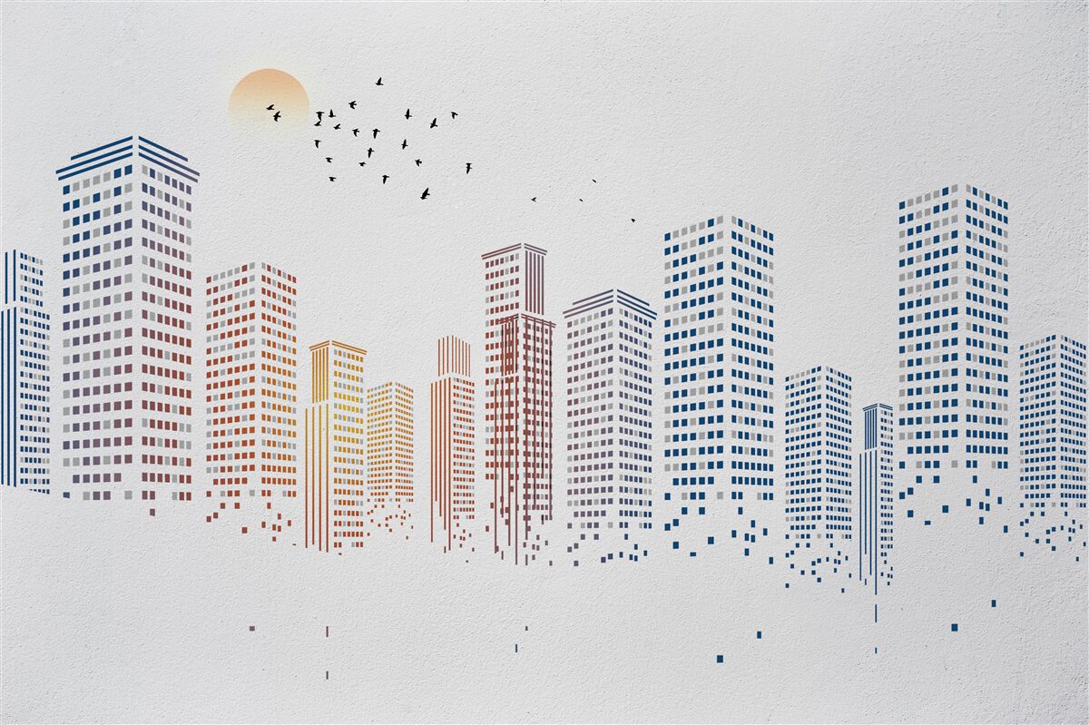 Carta da parati panorami di città contemporanee