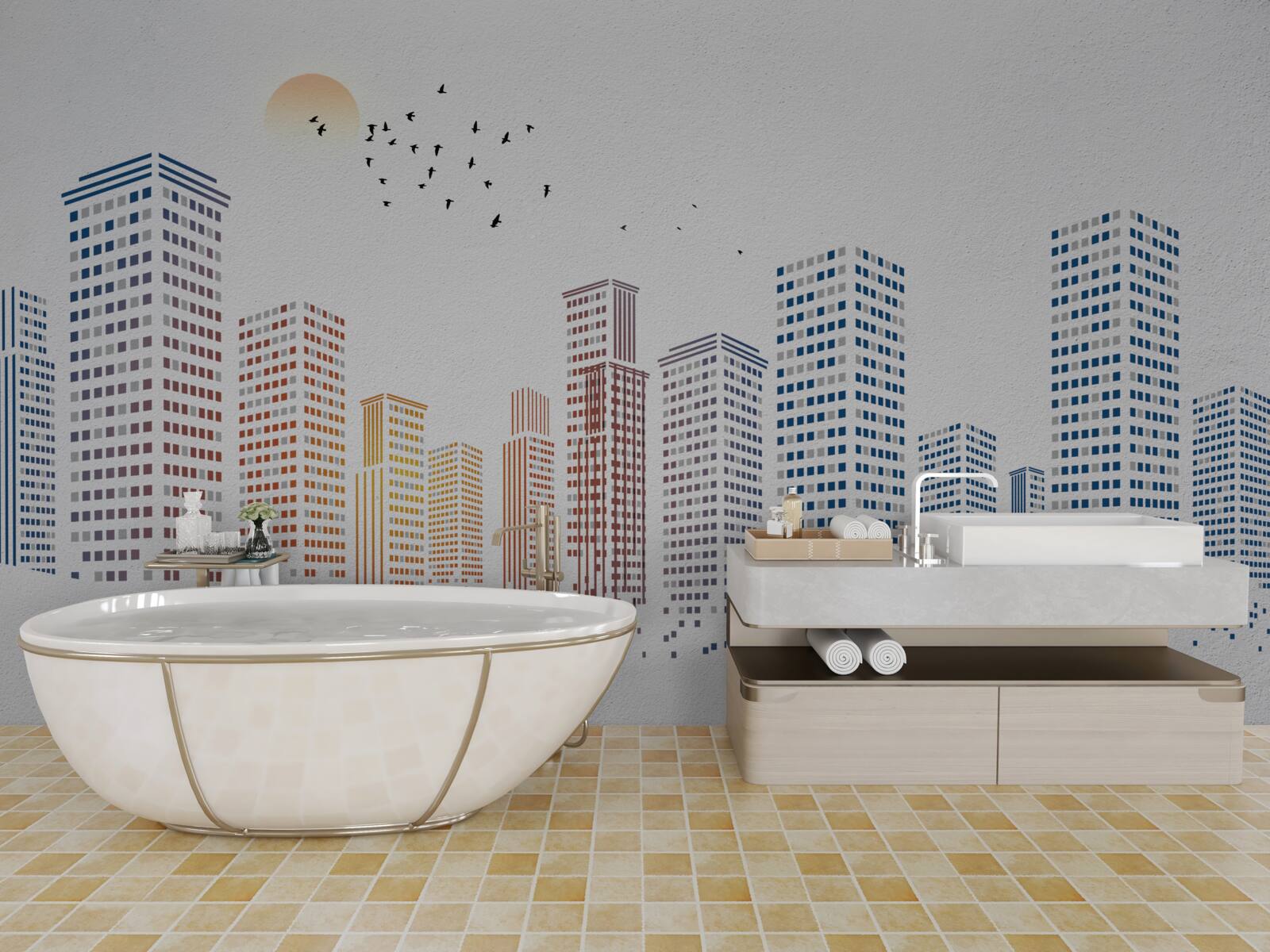 Carta da parati panorami di città contemporanee