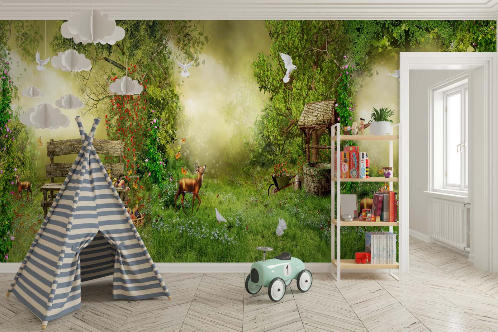 Carta da parati un magico cottage tra gli alberi