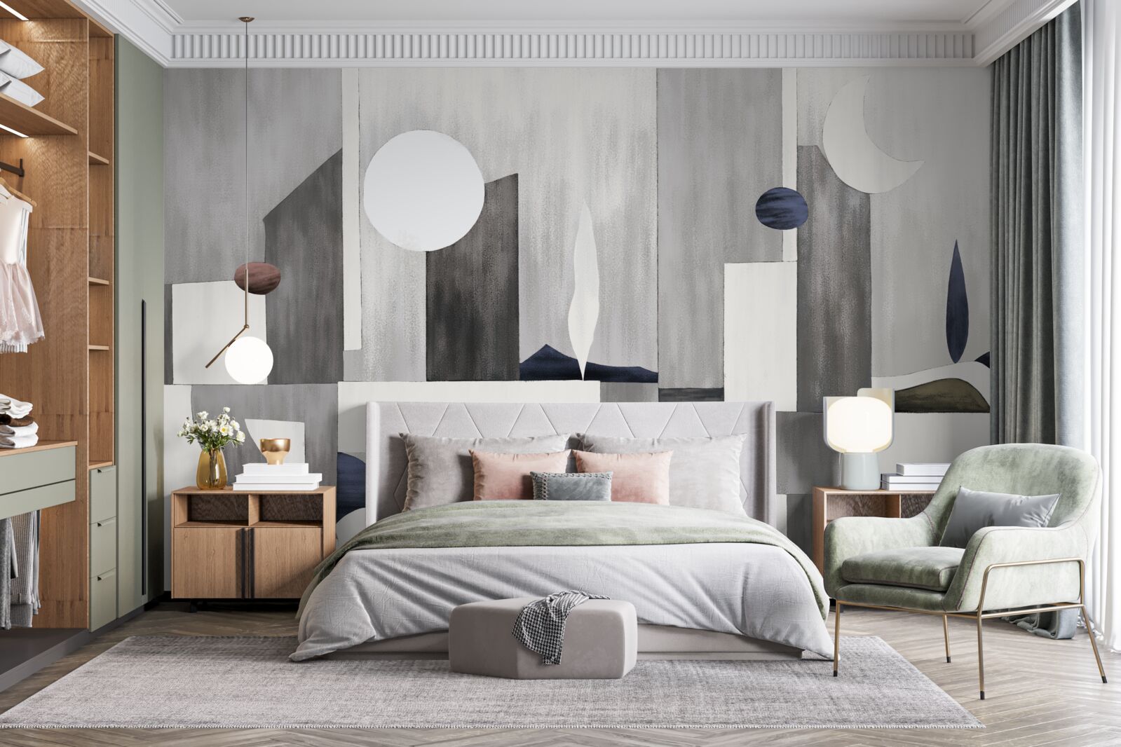 Carta da parati la città si sveglia sotto il sole nascente