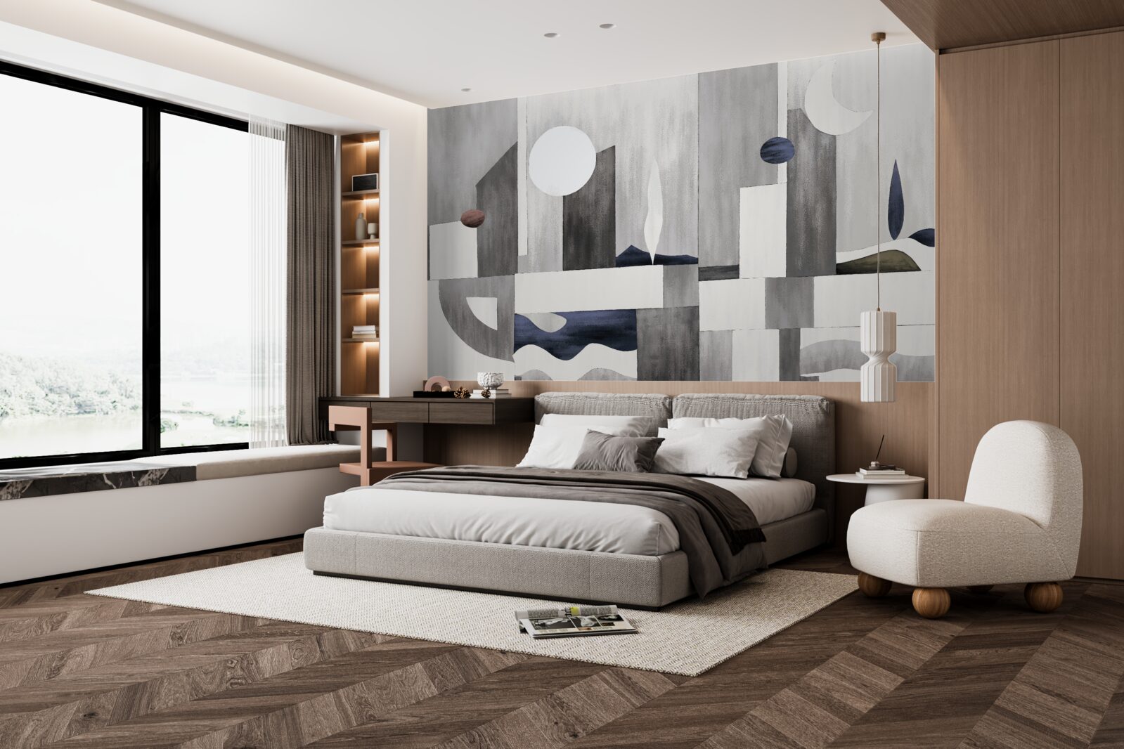 Carta da parati la città si sveglia sotto il sole nascente