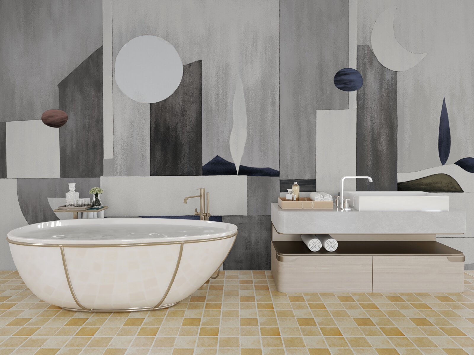 Carta da parati la città si sveglia sotto il sole nascente