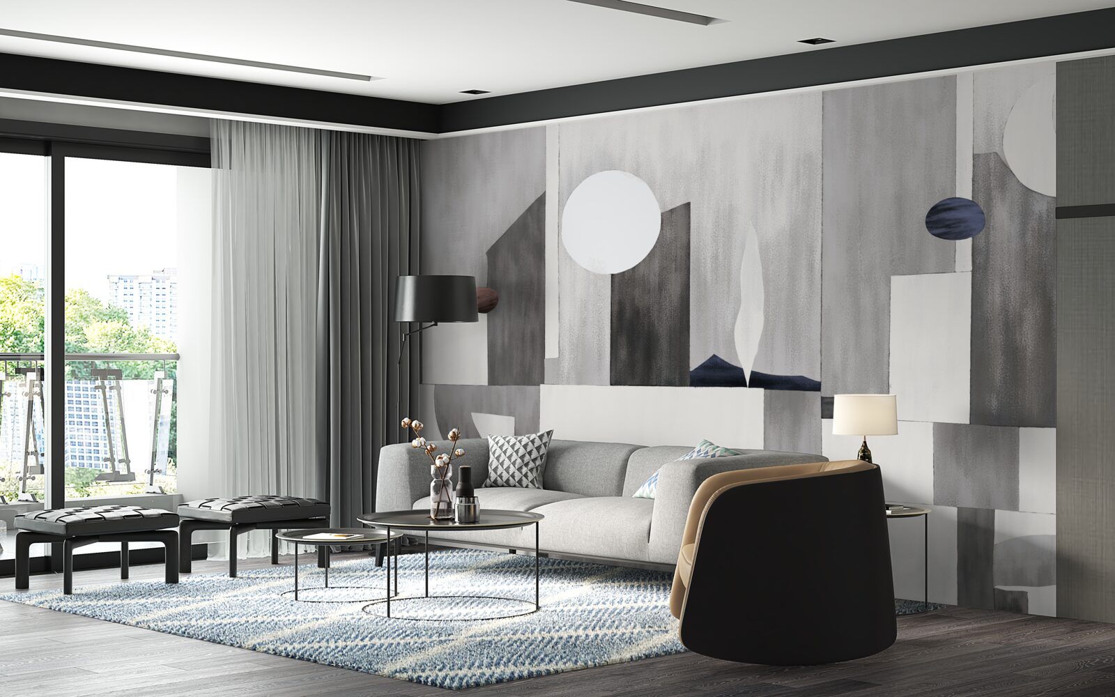 Carta da parati la città si sveglia sotto il sole nascente