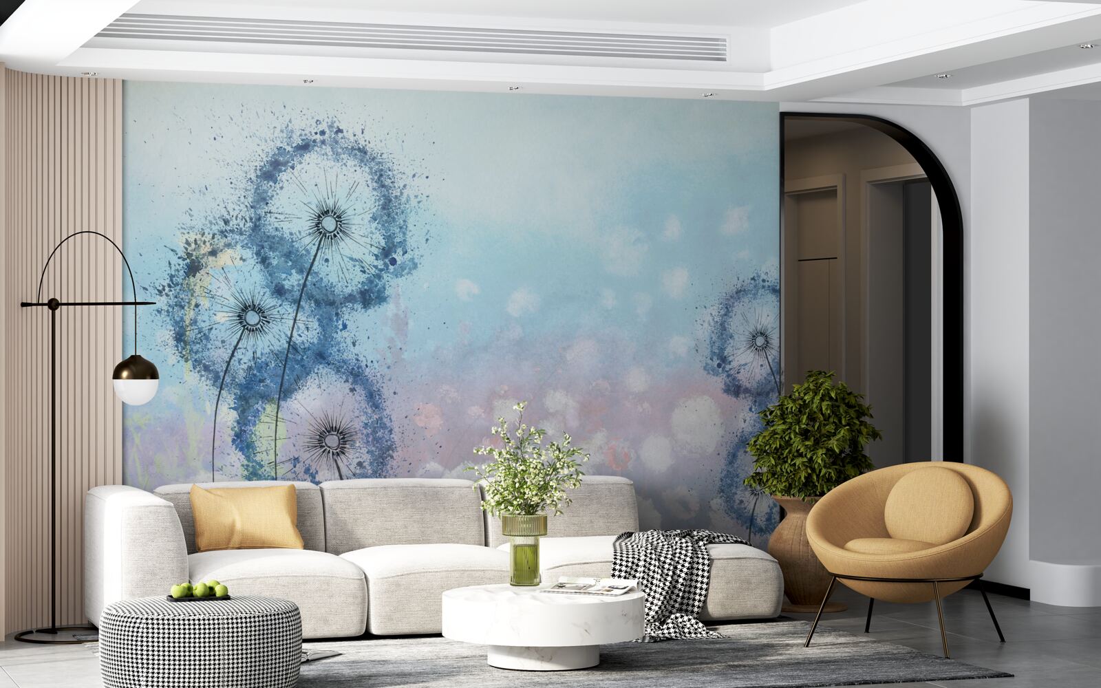 Carta da parati fiori blu insoliti