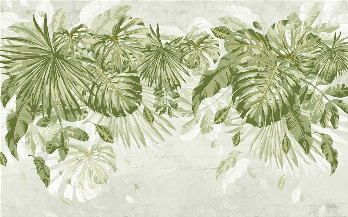 Carta da parati foglie di banana tropicale e monstera