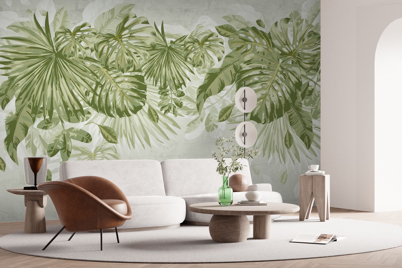 Carta da parati foglie di banana tropicale e monstera