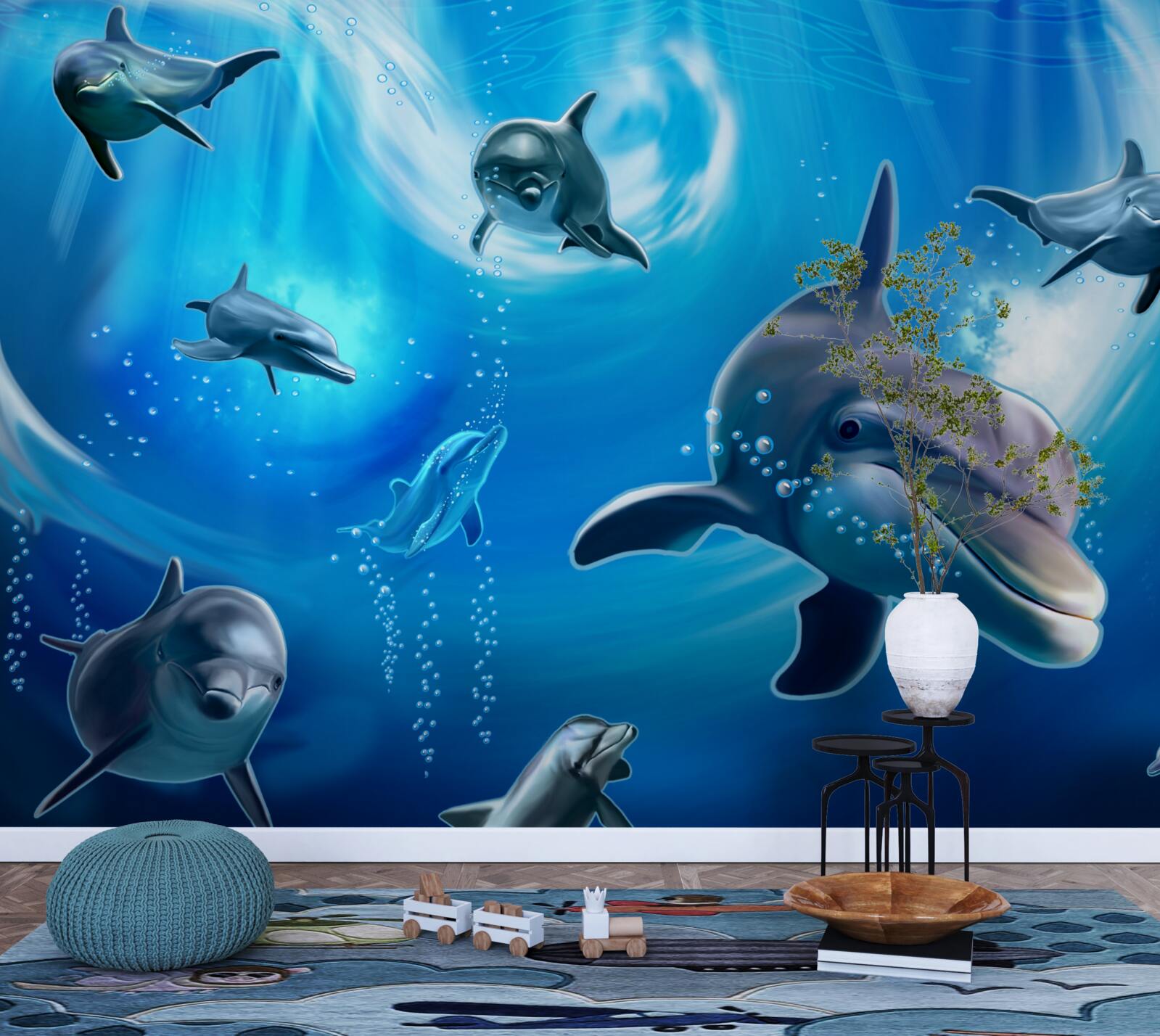 Carta da parati adorabili delfini negli abissi marini