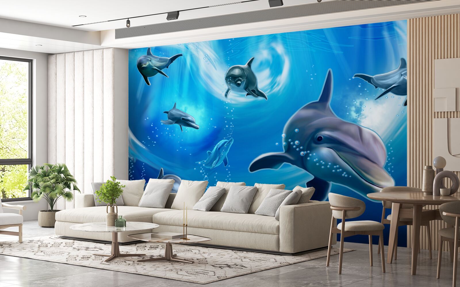 Carta da parati adorabili delfini negli abissi marini