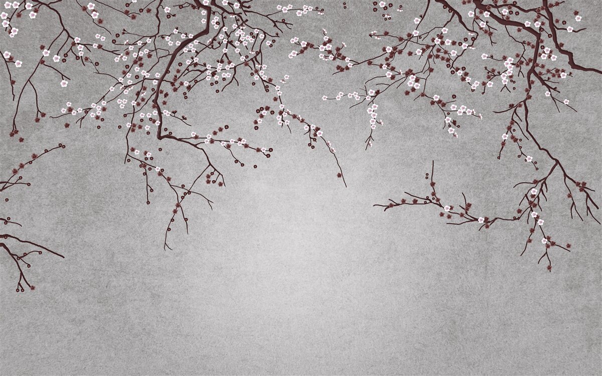 Carta da parati i rami dell'albero sono punteggiati di piccoli fiori