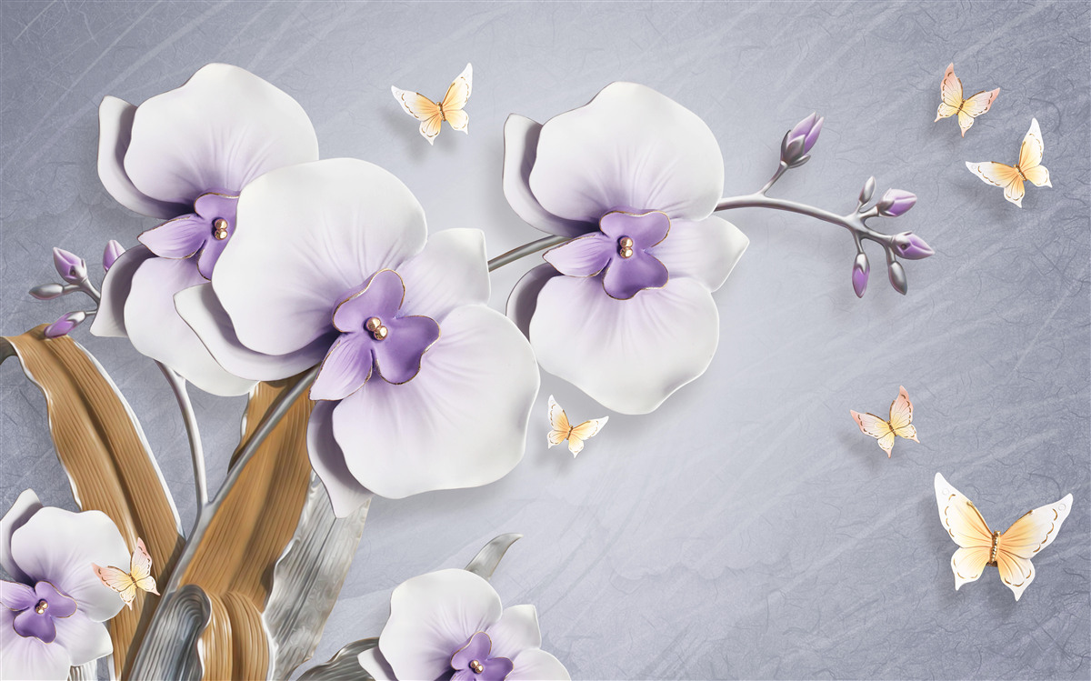 Carta da parati enormi orchidee lilla