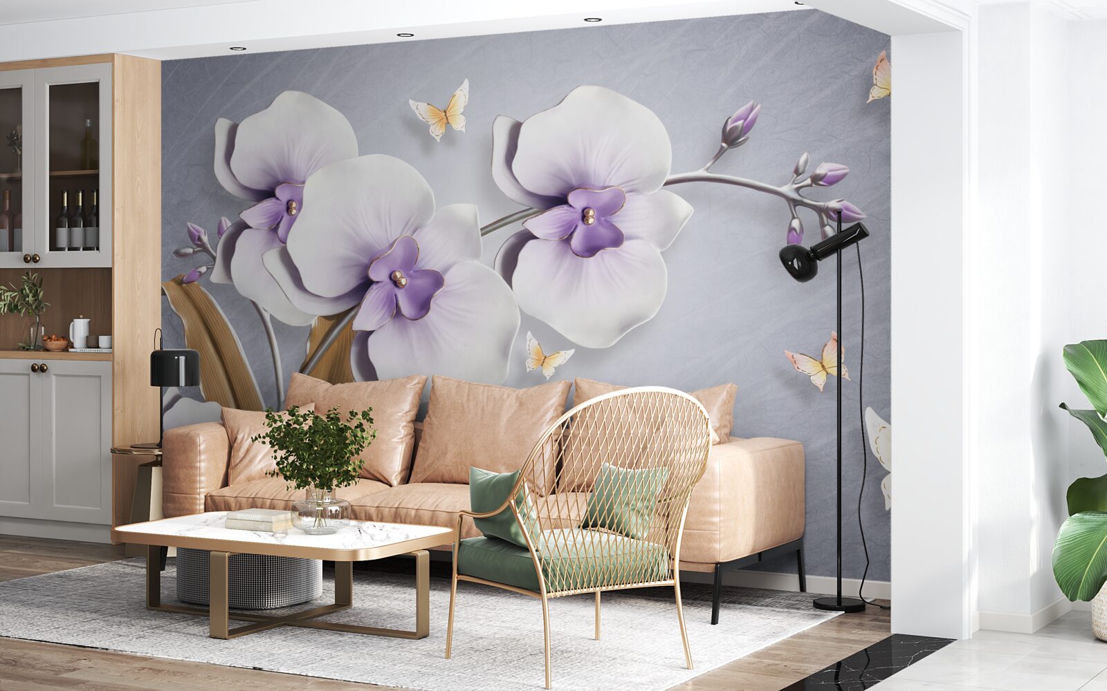 Carta da parati enormi orchidee lilla