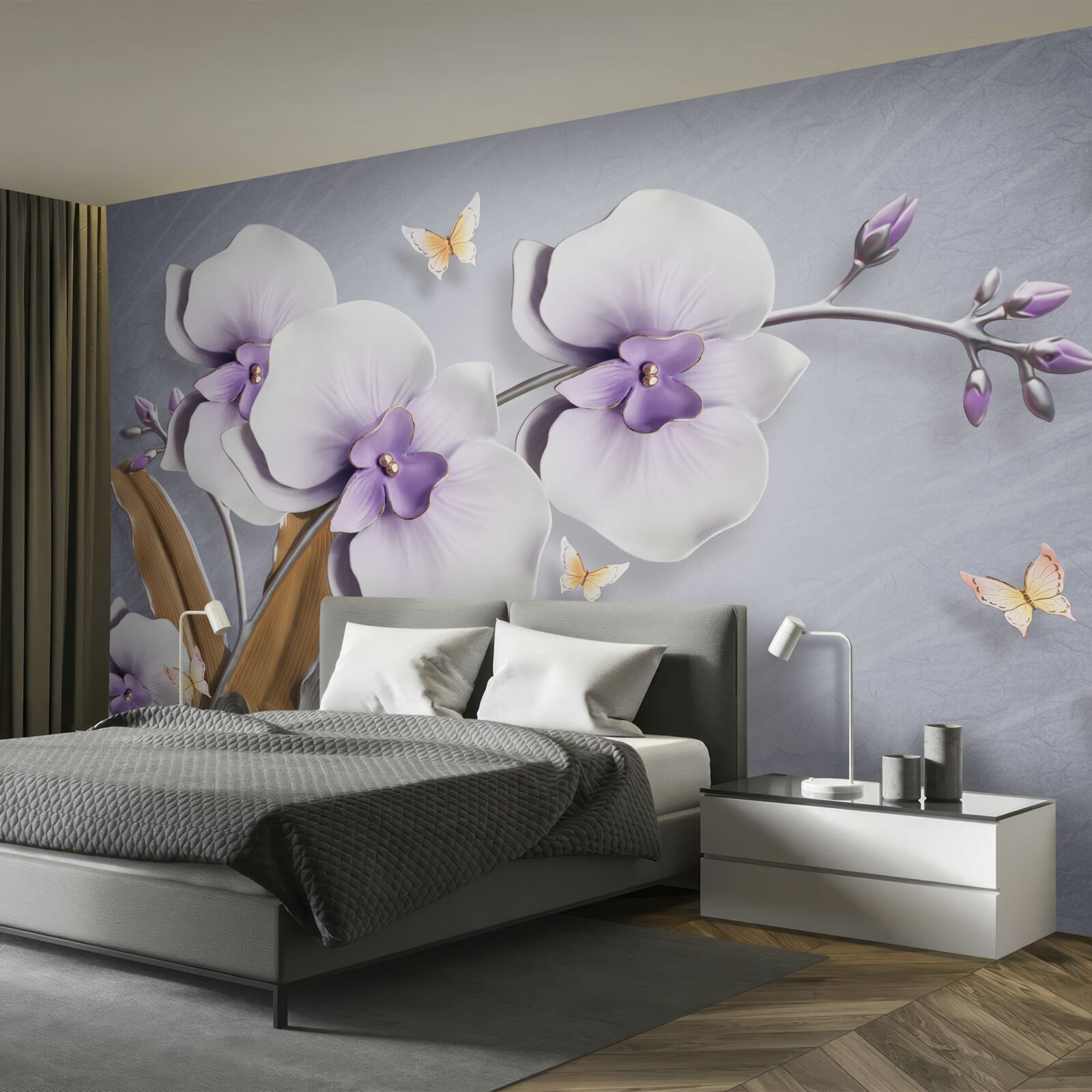 Carta da parati enormi orchidee lilla