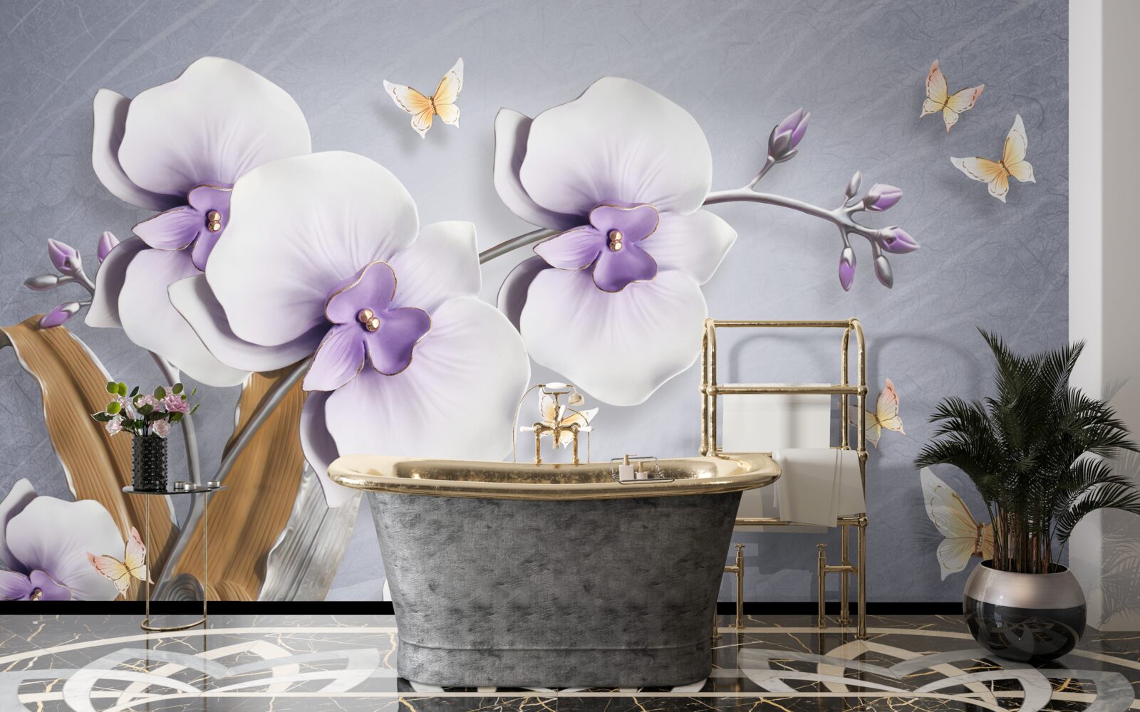 Carta da parati enormi orchidee lilla