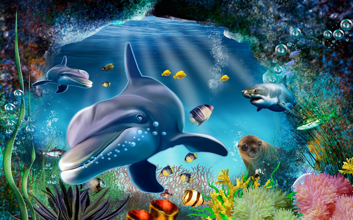 Carta da parati abitanti delle profondità marine di natura predatoria