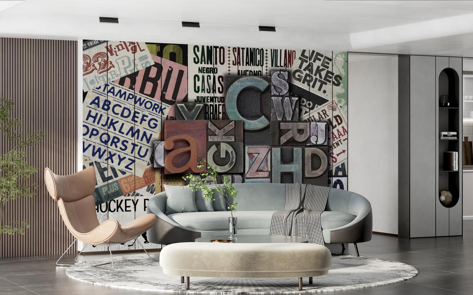 Carta da parati iscrizioni in varie forme