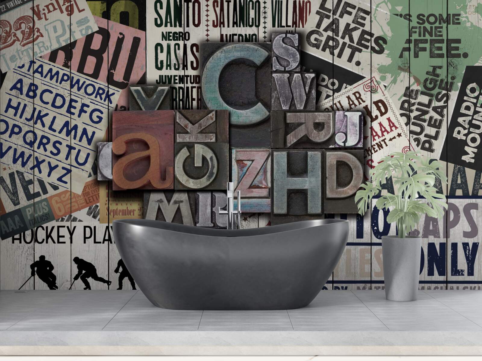 Carta da parati iscrizioni in varie forme