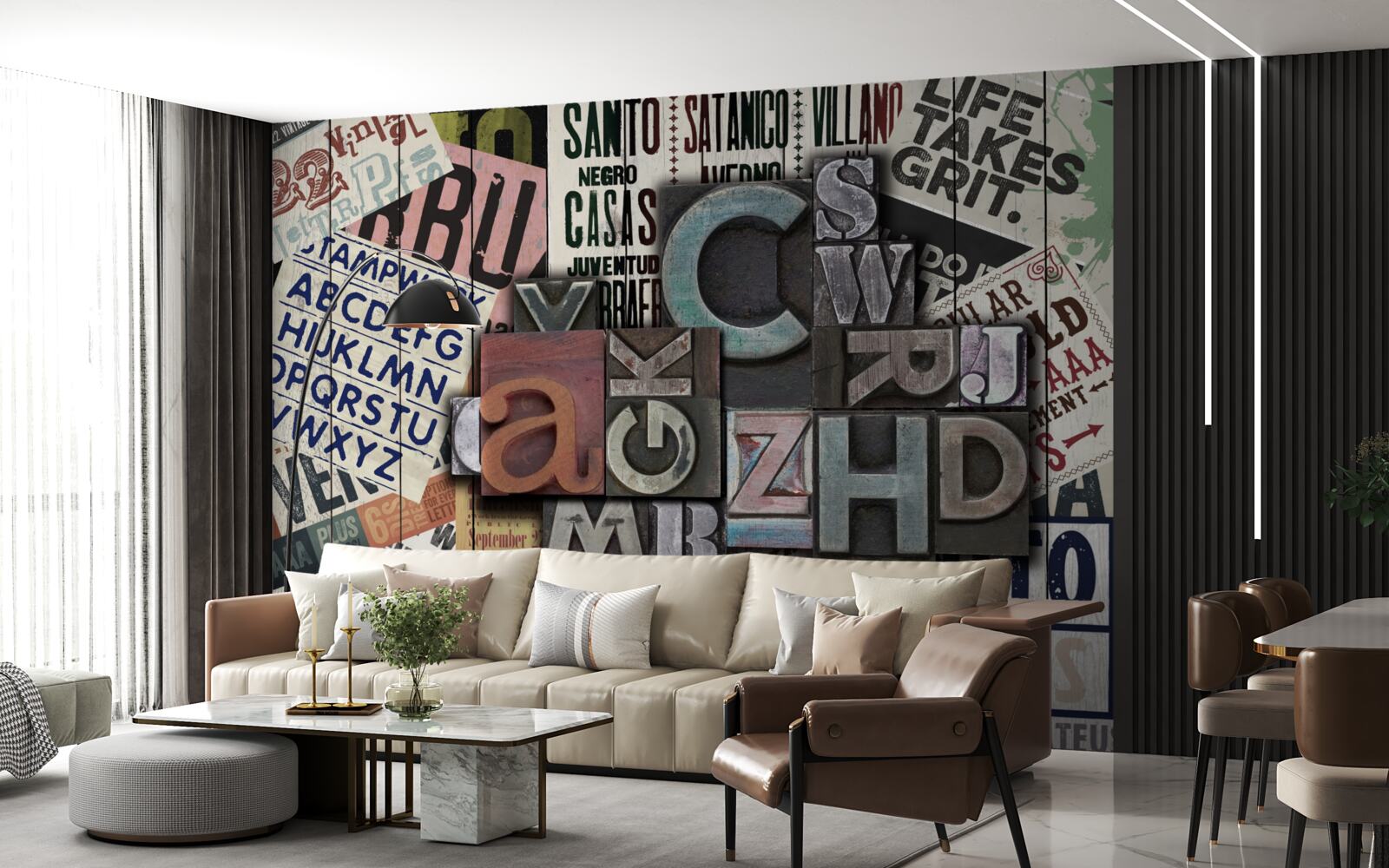 Carta da parati iscrizioni in varie forme