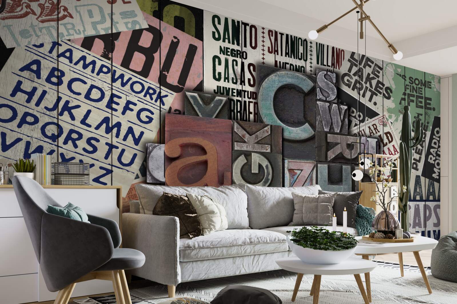 Carta da parati iscrizioni in varie forme